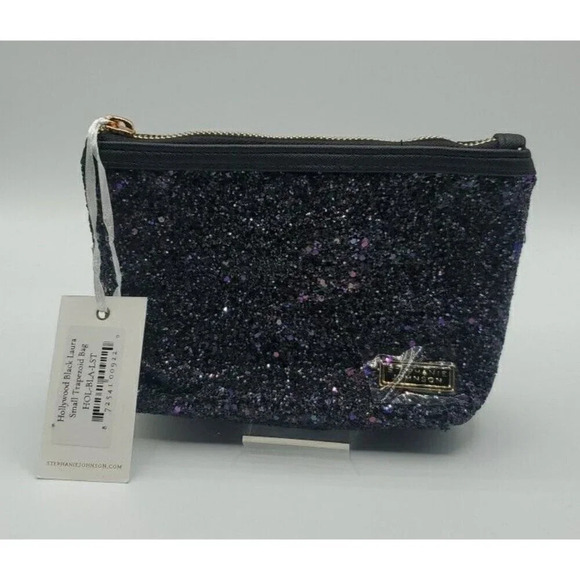 Stephanie Johnson Hollywood Black Laura Small Trapezoid Bag Make Up Bag NWT - Picture 1 of 7